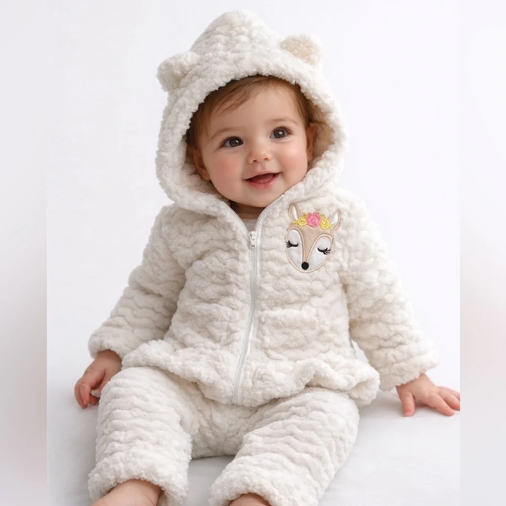 Cute Babe Baby Girl Sherpa Hoodie & Pants Set | 6–9M  NWT